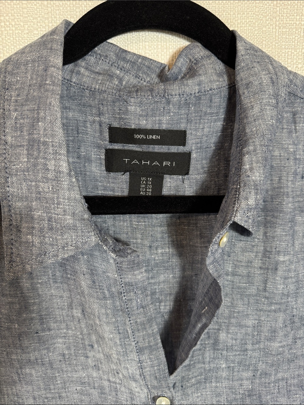 Tahari 100% Linen Blue Gray Tunic Shirt 1X Long Button Front Lagenlook - Picture 2 of 11